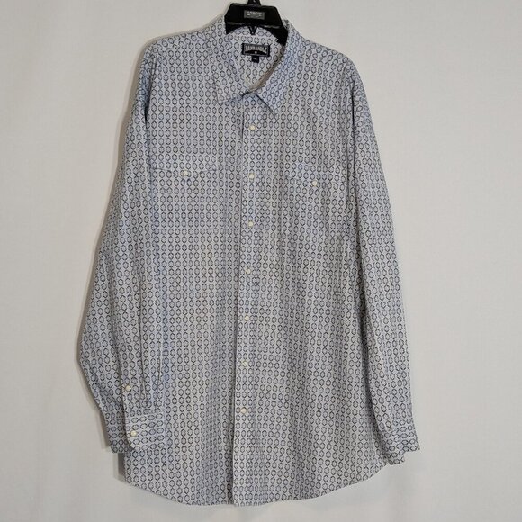 PANHANDLE Blue Floral Long Sleeve Pearl Snap Western Shirt; Men's Size XXL - Picture 1 of 4